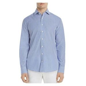 DYLAN GRAY Mens Blue Striped Classic Fit Button Down Cotton Casual Shirt M